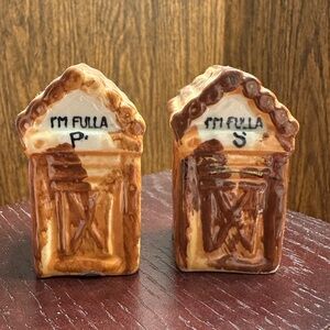 Rustic, Brown Ceramic Salt & Pepper Shakers (circa 1960’s)